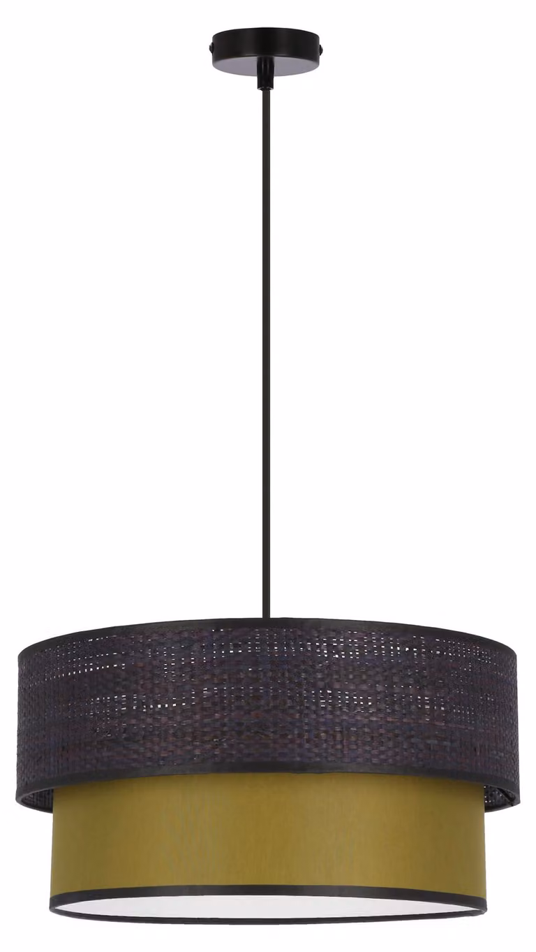 Lampada a sospensione rotonda AREZZO - 1xE27, 60W, nero / oliva