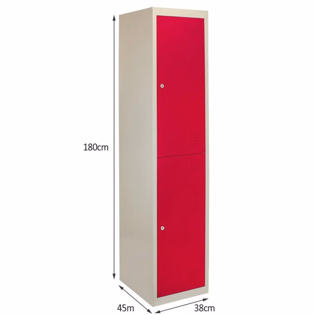 Armadietto in metallo con 2 ante a battente MONSTER SHOP per scuole e palestre, Rosso e Grigio, H: 180 cm, L: 45 cm, P: 38 cm – 2