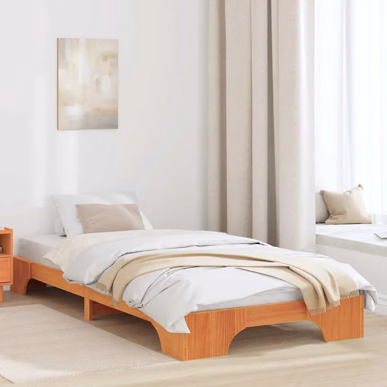 Struttura del letto moderna vidaXL in pino massello marrone cerato L/P/H: 207 x 90 x 17 cm