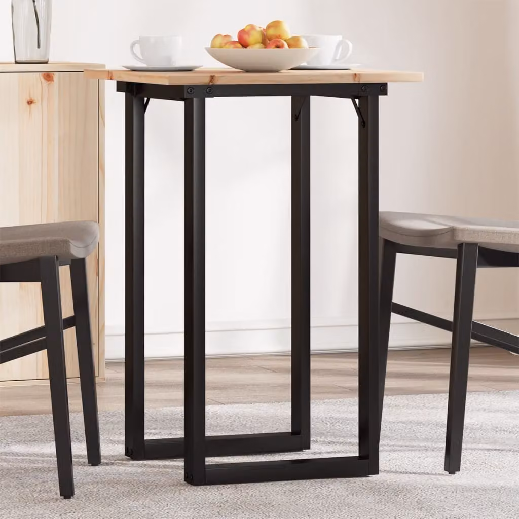 vidaXL Tavolo da Pranzo Quadrato in Legno di Pino e Acciaio, Stile Rustico, Marrone, L/P/H: 50 x 50 x 75 cm