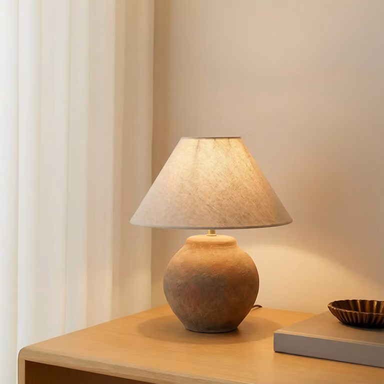 Lampada da tavolo Thalorin Lucande, Marrone / Ruggine, Soggiorno / Sala da pranzo, Ceramica, Scandinavo, Lampada da tavolo