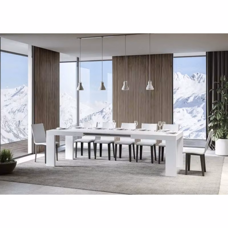 Tavolo rettangolare allungabile Itamoby bianco con finitura frassino per cucina e sala da pranzo L/P/H: 260 x 90 x 77 cm – 2