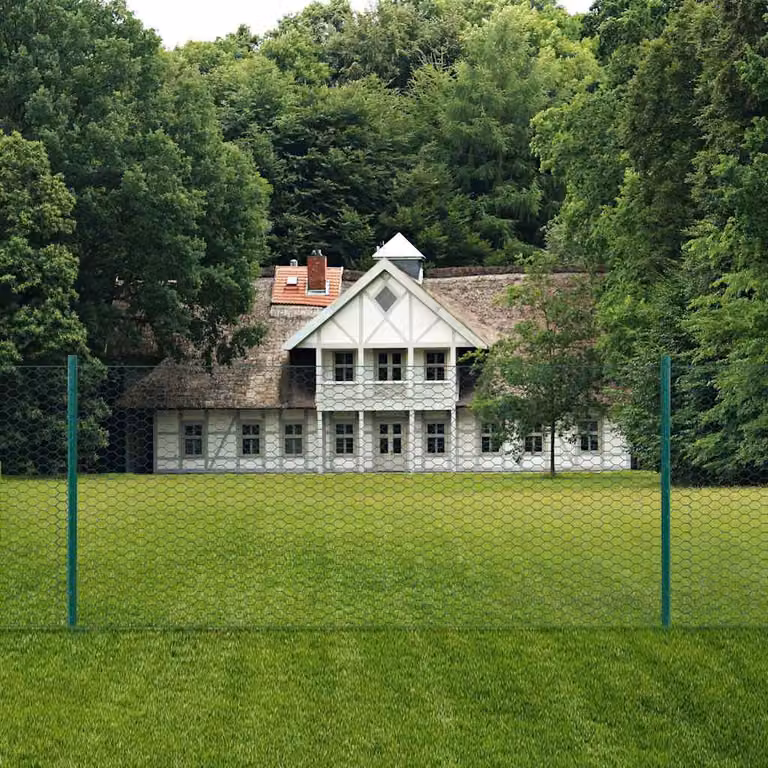 vidaXL Rete per Recinzione con Pali in Acciaio 25x0,5 m Verde
