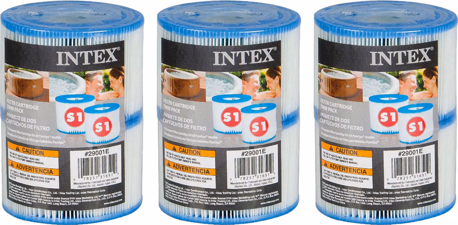 SET - Intex 29001 - CARTUCCIA FILTRO S1 TWIN PACK - 3 x 2 pezzi (6 filtri)