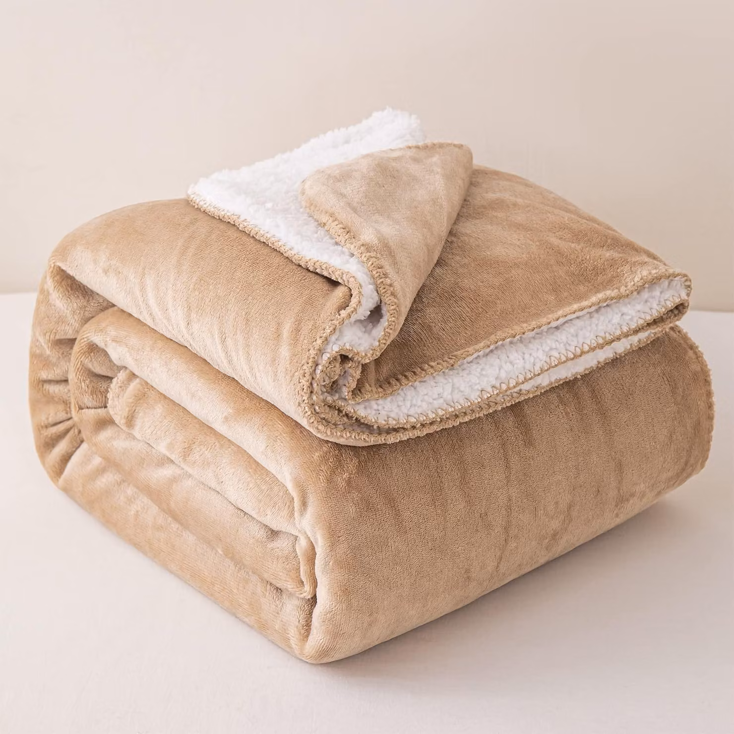 Coperta in pile Sherpa, fronte-retro, per letto o divano