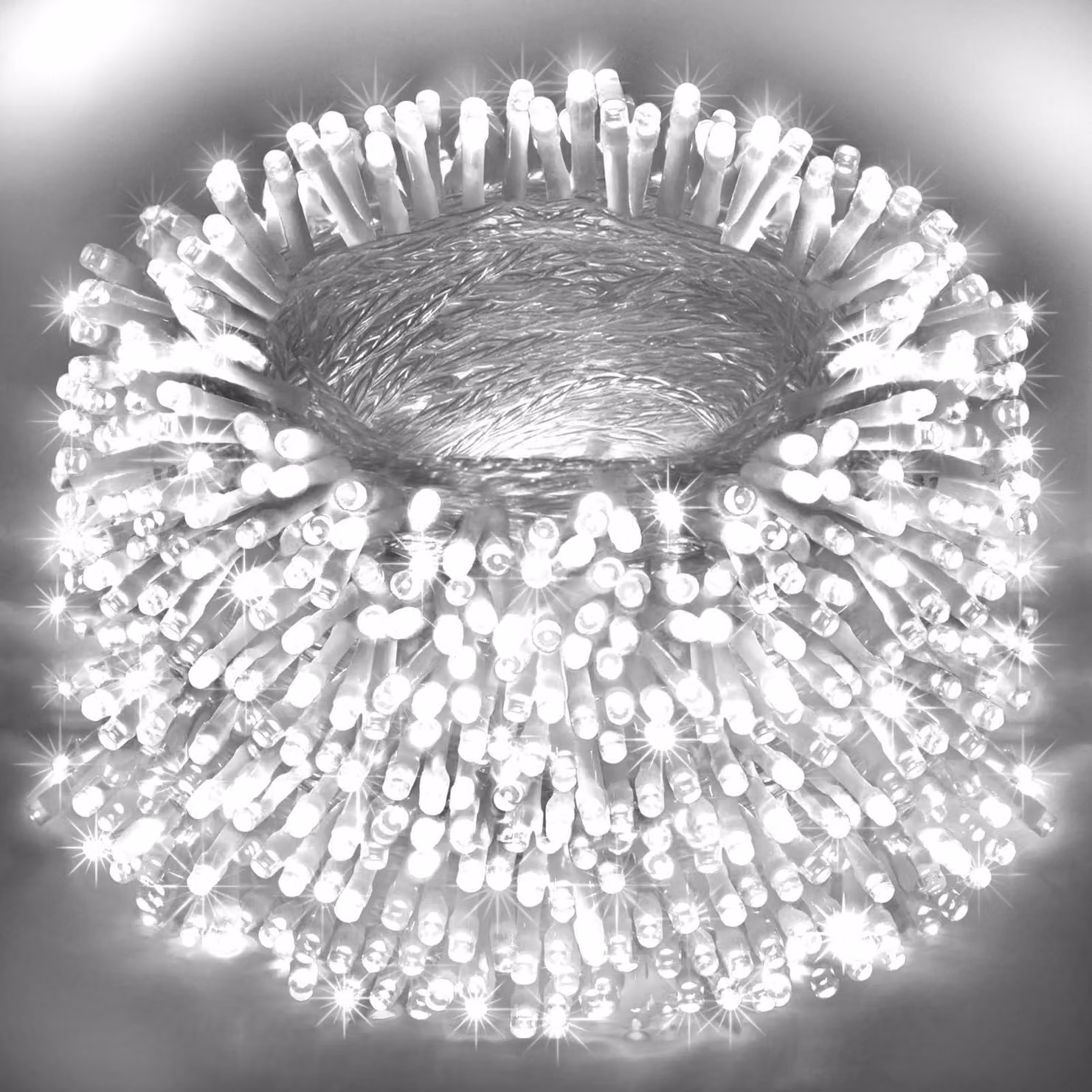 Catena luminosa a LED con 1200 luci, lunghezza di 392 piedi, luce bianca fredda, 8 modalità, timer, impermeabile
