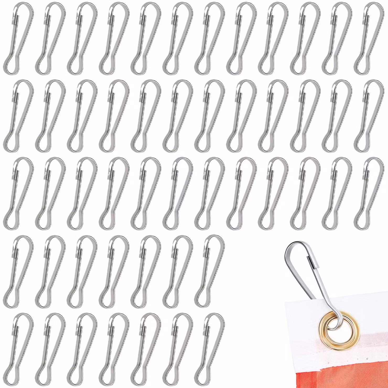 50 accessori in acciaio inossidabile per bandiere, diametro 40 mm