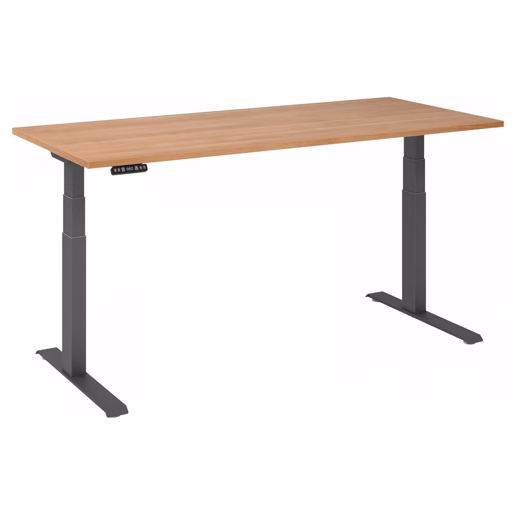 Scrivania regolabile in altezza XDKB | 2 motori | 120 - 180 cm | elettrica, dimensioni piano:180 x 80 cm, colore piano:noce, colore struttura:grafite