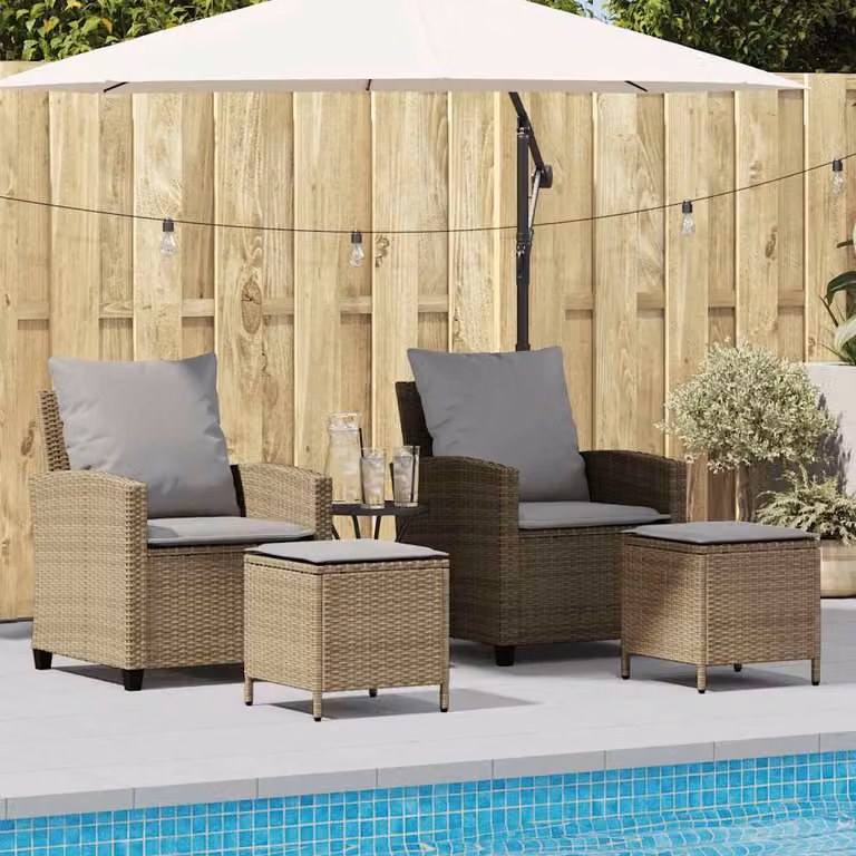 Set Divano da Giardino vidaXL 4 Pezzi in Polyrattan con Cuscini Beige e Struttura in Metallo