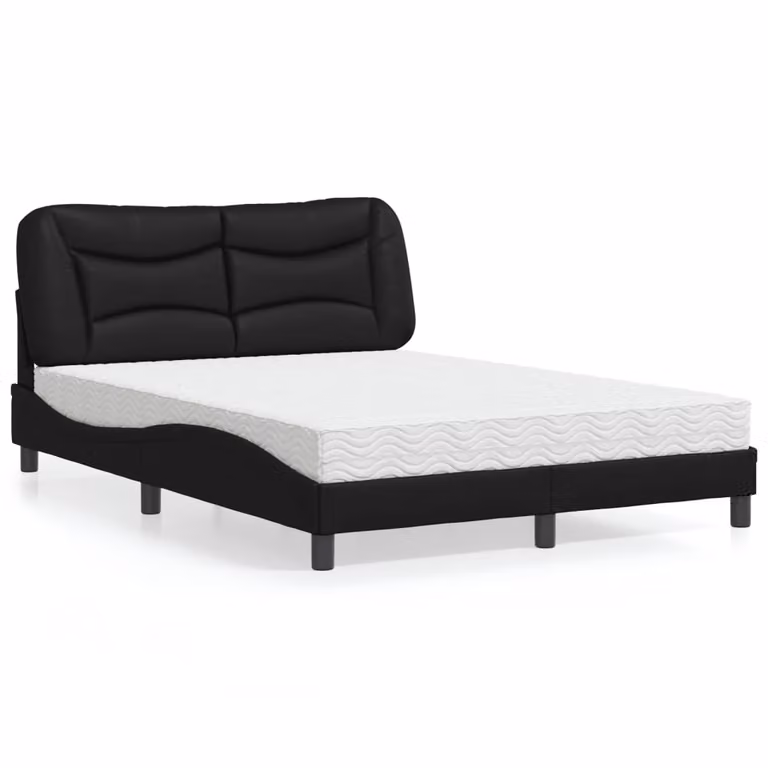 Letto con Materasso Hvar vidaXL in Similpelle Nero L/P/H: 140 x 200 cm