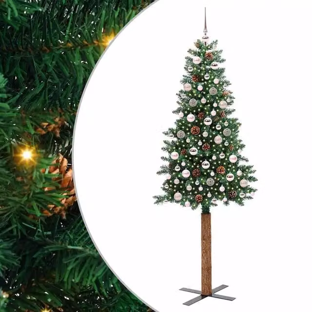 Albero di Natale verde con 300 LED luce bianca calda e supporto, Altezza: 210 cm