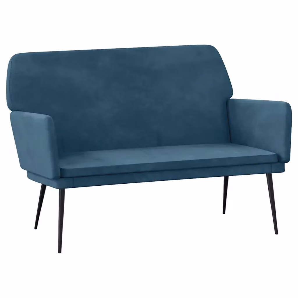Panca moderna in velluto blu con braccioli vidaXL L: 108 cm, P: 40 cm, H: 79 cm – 2