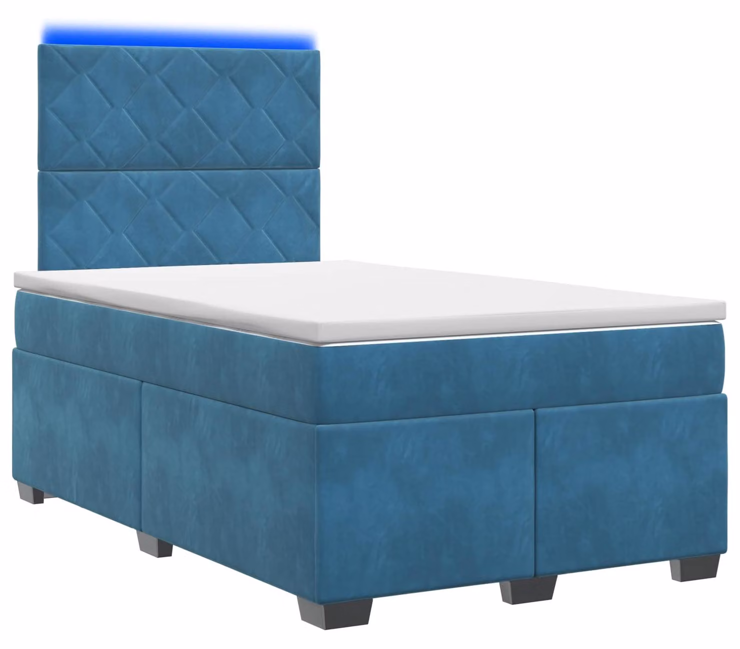 Letto a molle con materasso con testata blu 120 x 190 cm in velluto