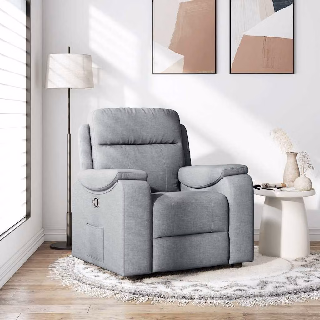 vidaXL Poltrona Reclinabile Relax in Tessuto Grigio con Braccioli e Regolazione Manuale