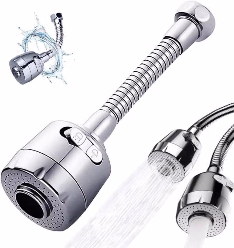 Prolunga per rubinetto - Prolunga per rubinetto da cucina - Aeratore per rubinetto - Prolunga per rubinetto con ugello a spruzzo rotante e aeratore - Prolunga per rubinetto rotante a 360°