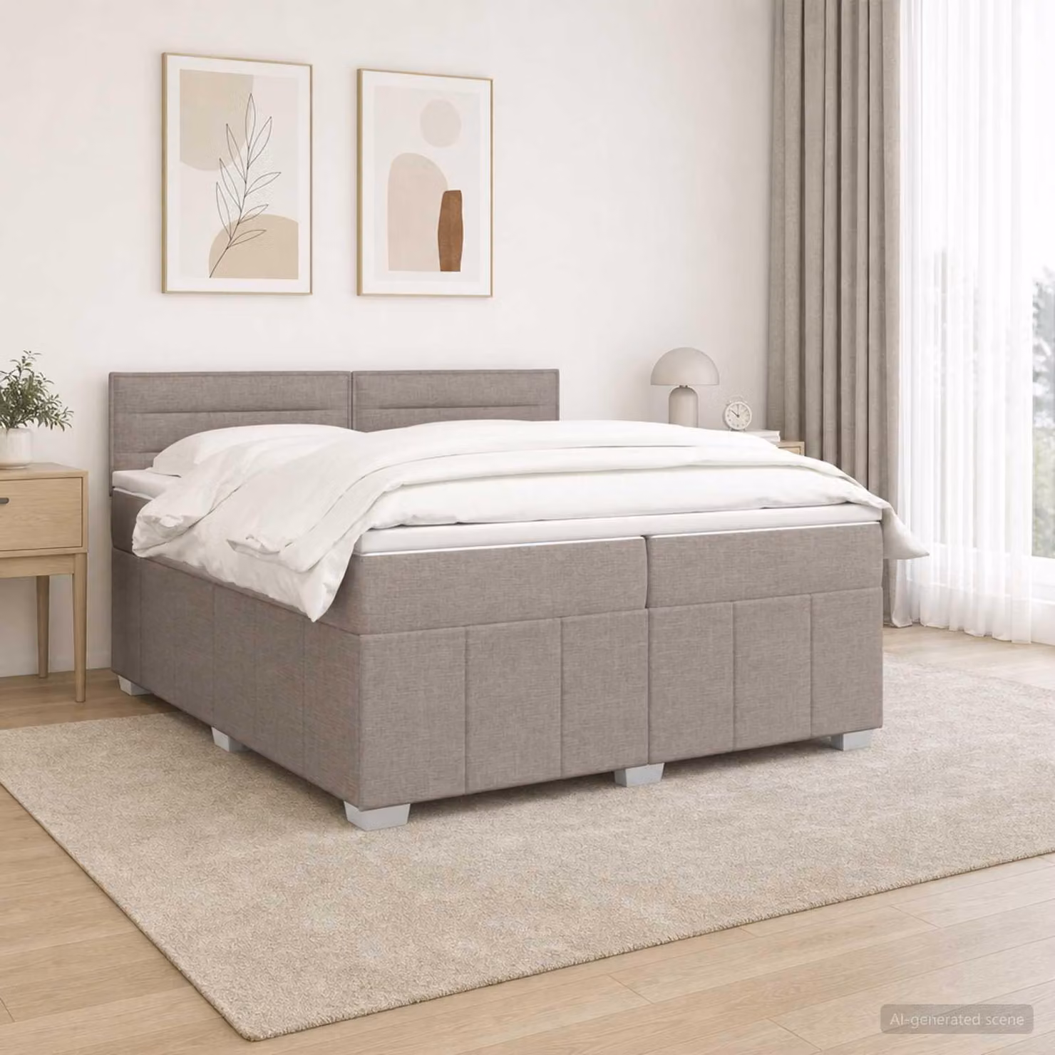 Maison Exclusive - Letto boxspring con materasso Taupe 200 x 200 cm Tessuto