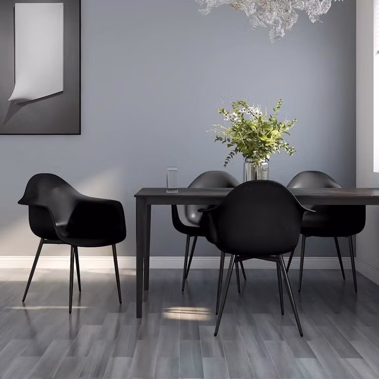 Set di 4 sedie da pranzo vidaXL nere in plastica e metallo con design minimalista opaco