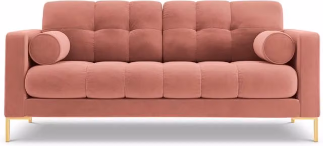 Divano Bali Cosmopolitan Design a 2 posti in velluto rosa con dettagli oro L: 152 cm, P: 75 cm, H: 92 cm
