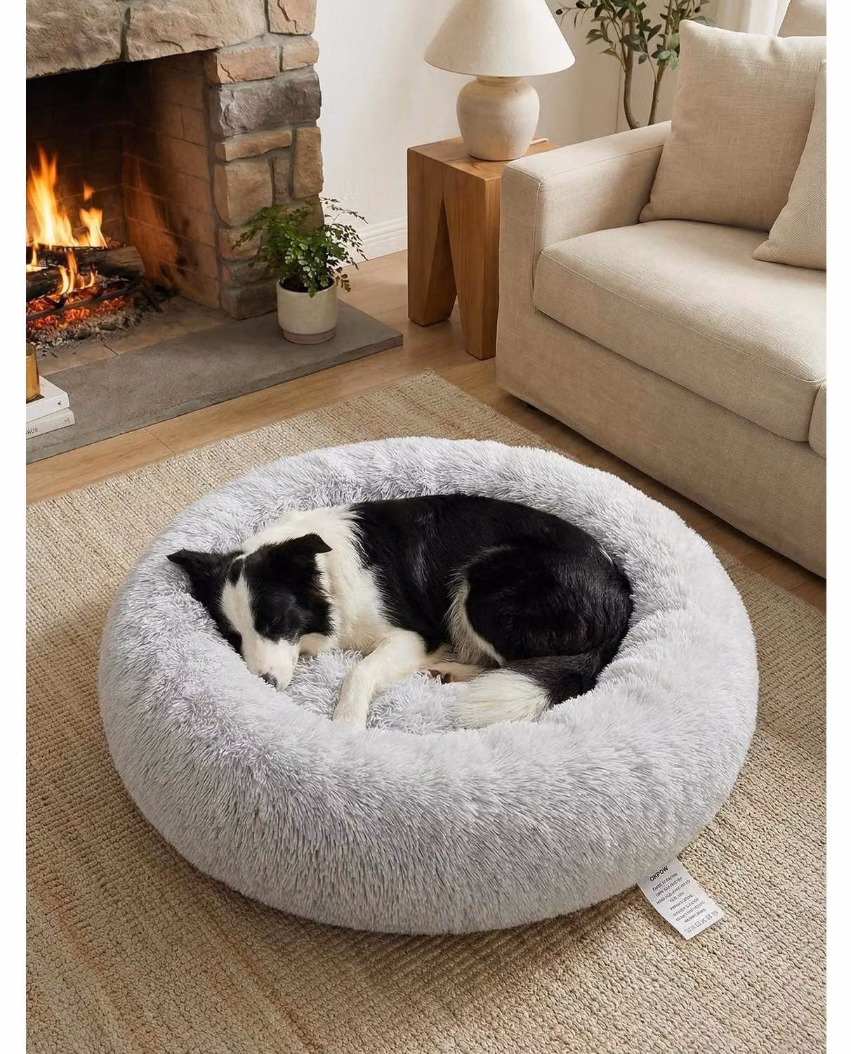 Cuccia per cani, forma rotonda, lavabile, morbida, antistress, color grigio chiaro, dimensioni L: 70x70x20 cm