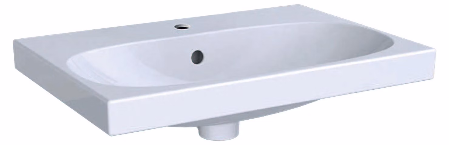 Geberit Acanto lavabos, 1 trou pour robinetterie, avec trop-plein, vidage réduit, 600x420mm, 500.631.01.2, 500.631.01.2