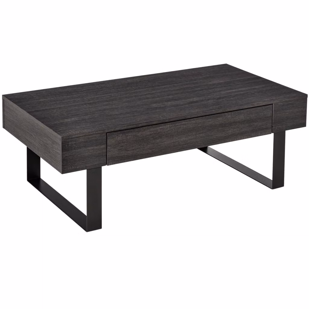 Tavolino da caffè Xylo grigio con cassetto in metallo e MDF, L: 110 cm, P: 60 cm, H: 40 cm – 2