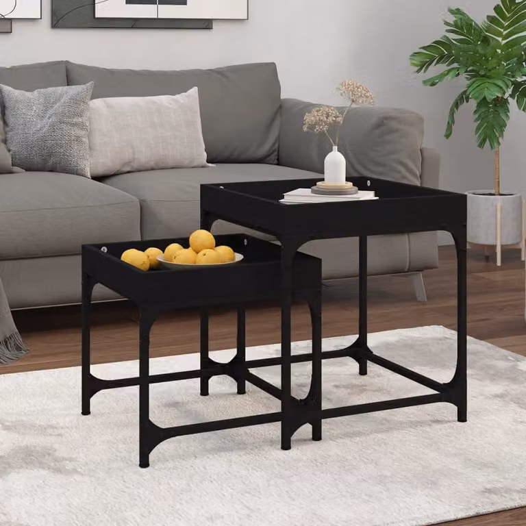 Maison Exclusive - Tavolini 2 pz. Nero Materiale ligneo