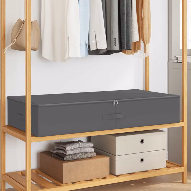 Set di 2 scatole di stoccaggio ripiegabili vidaXL in tessuto non tessuto colore grigio antracite L: 100 cm, P: 50 cm, H: 18 cm