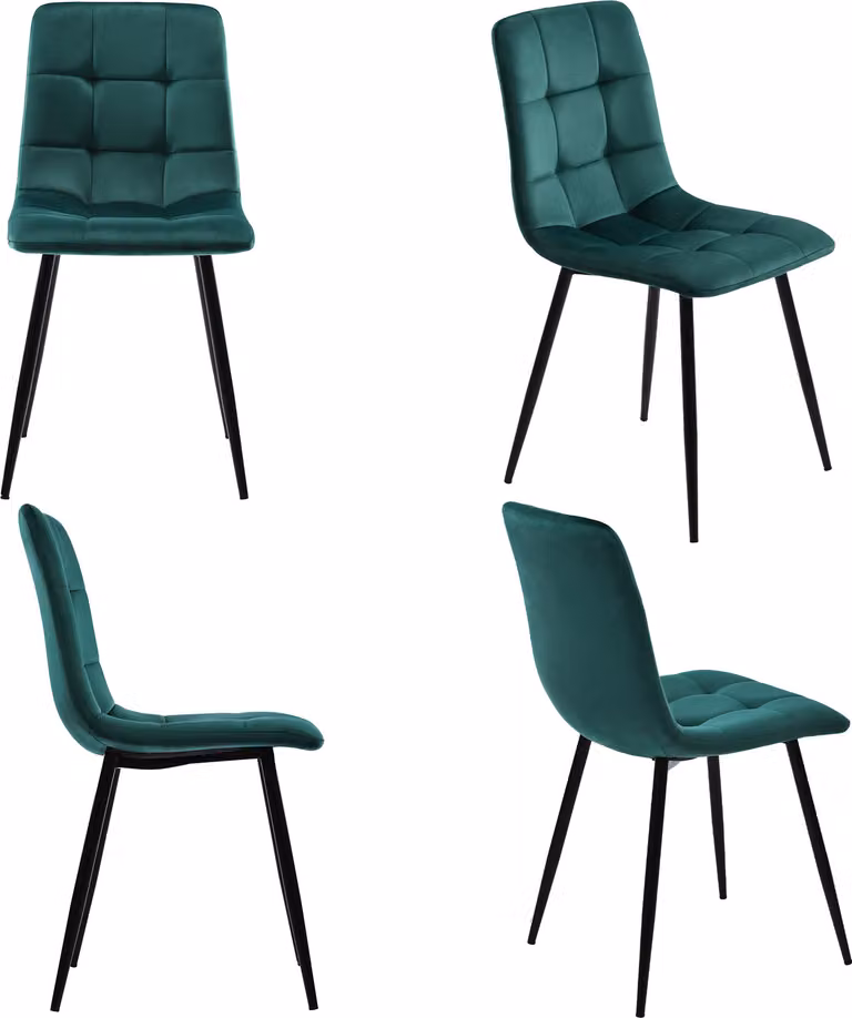 MODFU Set di 4 sedie da pranzo, set da pranzo, sedie imbottite con schienale, solo sedie, senza tavolo, verde scuro