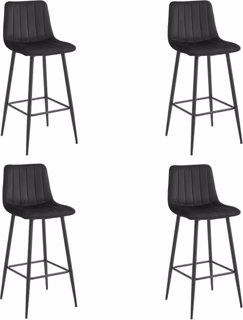 Sgabello Valora POZZA in velluto nero dal design ergonomico per cucina x4