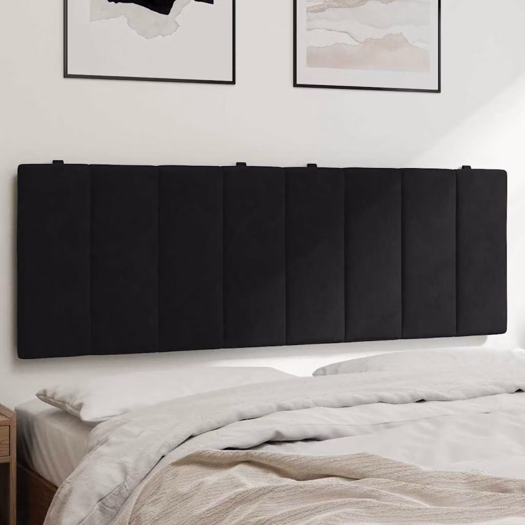 Cuscino Testiera Hanko vidaXL in Velluto Nero, Larghezza: 120 cm