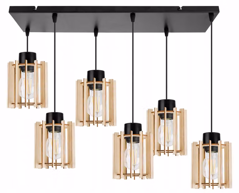Lampada a sospensione, lampadario da soffitto, legno, paralume LED