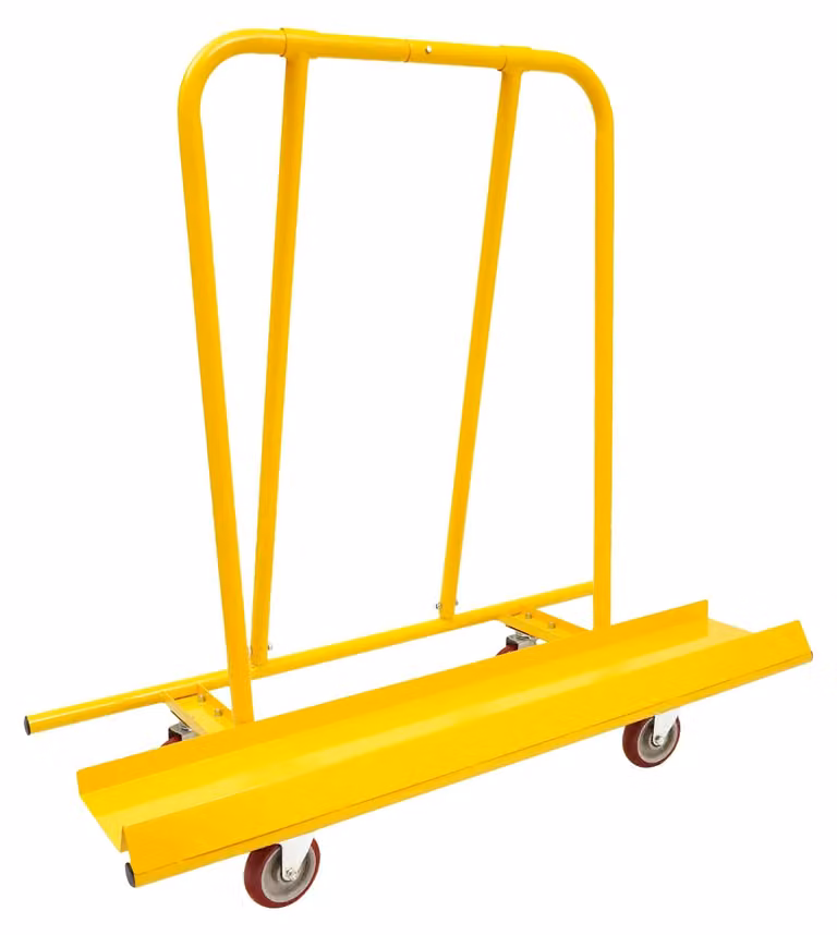 Carrello per lastre - carrello stretto per il trasporto di lastre - capacità di carico: 800 kg - pareti laterali - 4 ruote - colore giallo