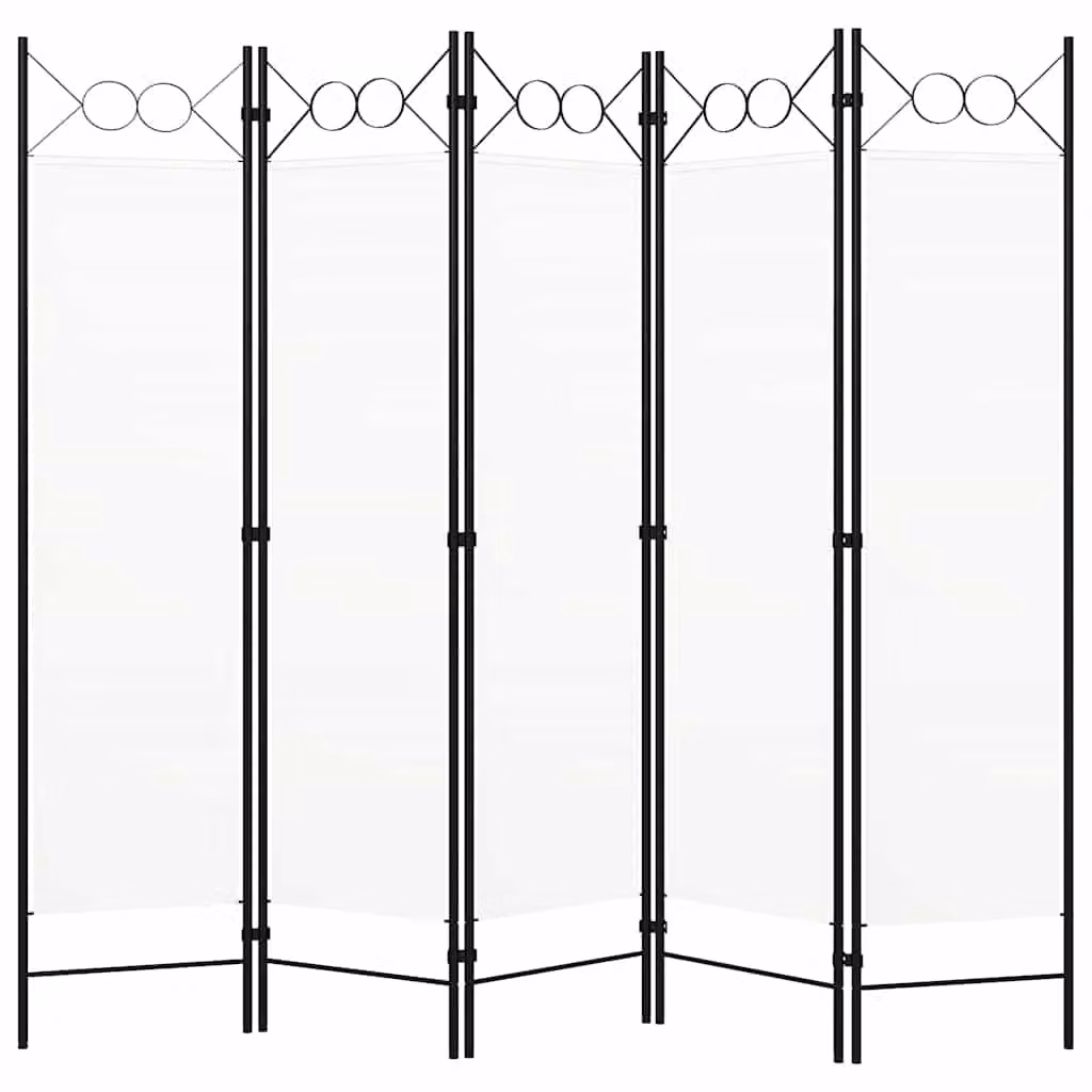 Paravento a 5 Pannelli vidaXL Bianco con Design Geometrico Moderno L: 200 cm, H: 180 cm