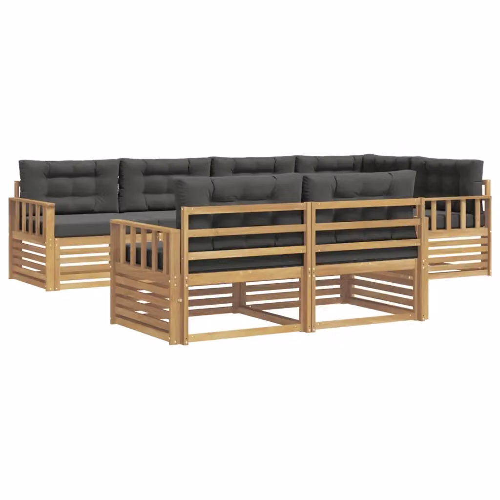Set di divani da esterno a L vidaXL in legno di acacia con cuscini, Bianco e Antracite – 2