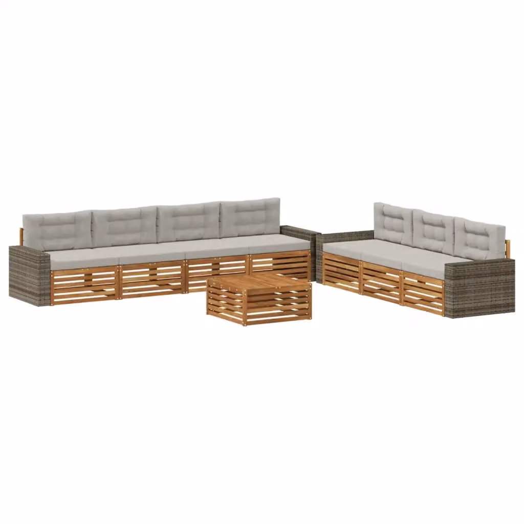 Set di divani da esterno 8 pezzi vidaXL in legno di acacia color naturale e grigio chiaro – 2
