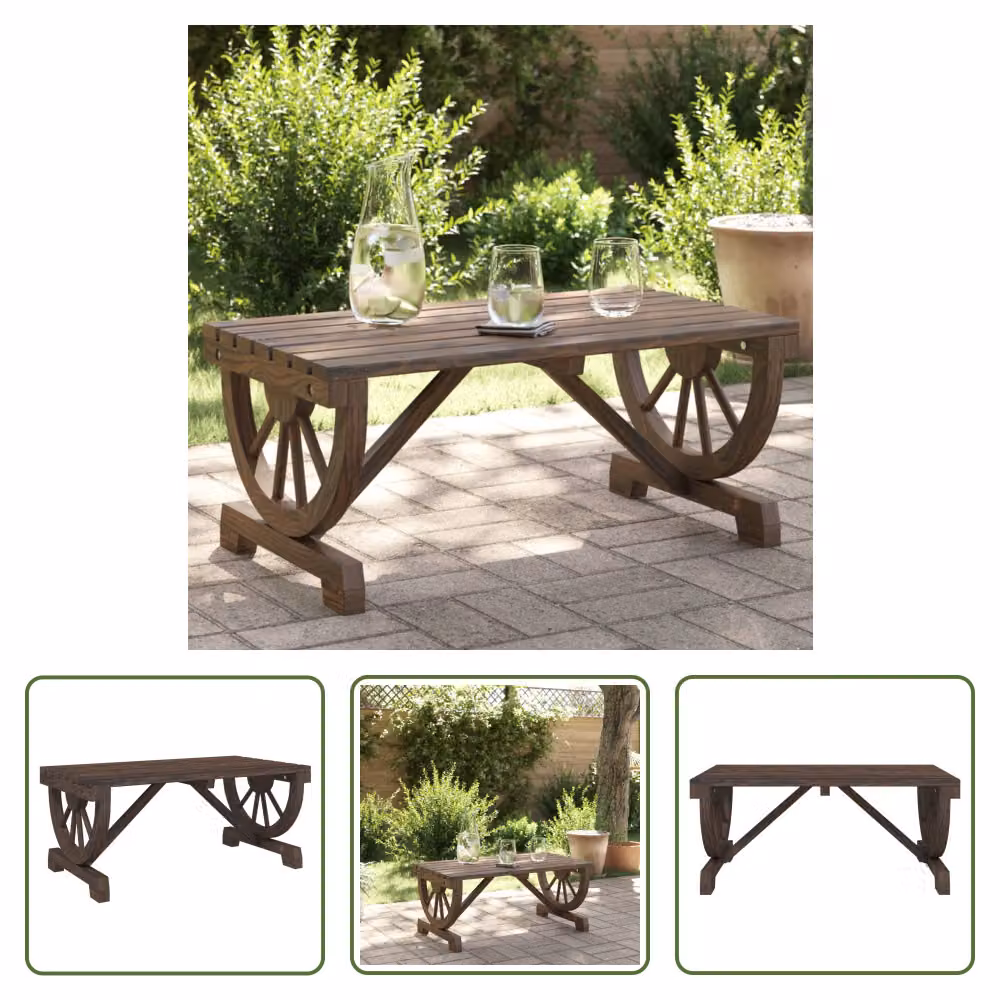 The Living Store Tavolino da giardino 90x50x40 cm in abete massiccio