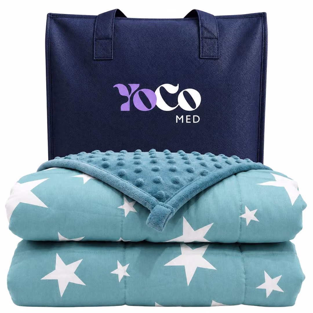 YoCo Med Coperta ponderata per bambini 120 × 90 cm 2,4 kg – Stelle Verdi