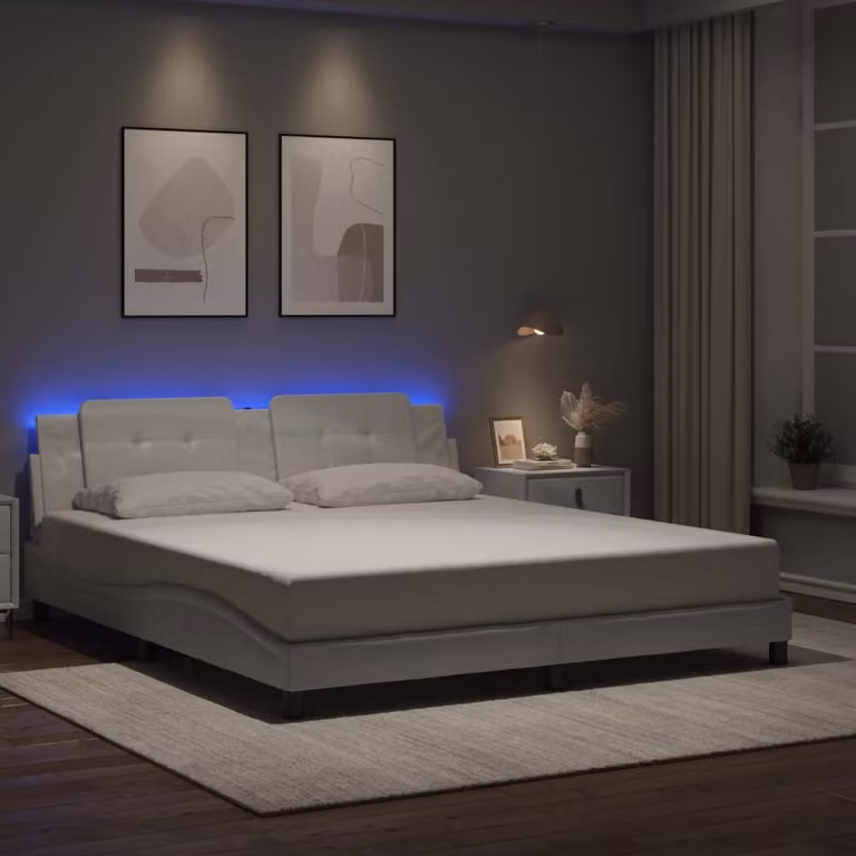 vidaXL Giroletto Zadar Bianco con LED e porta USB, L/P/H: 180 x 200 x 185 cm