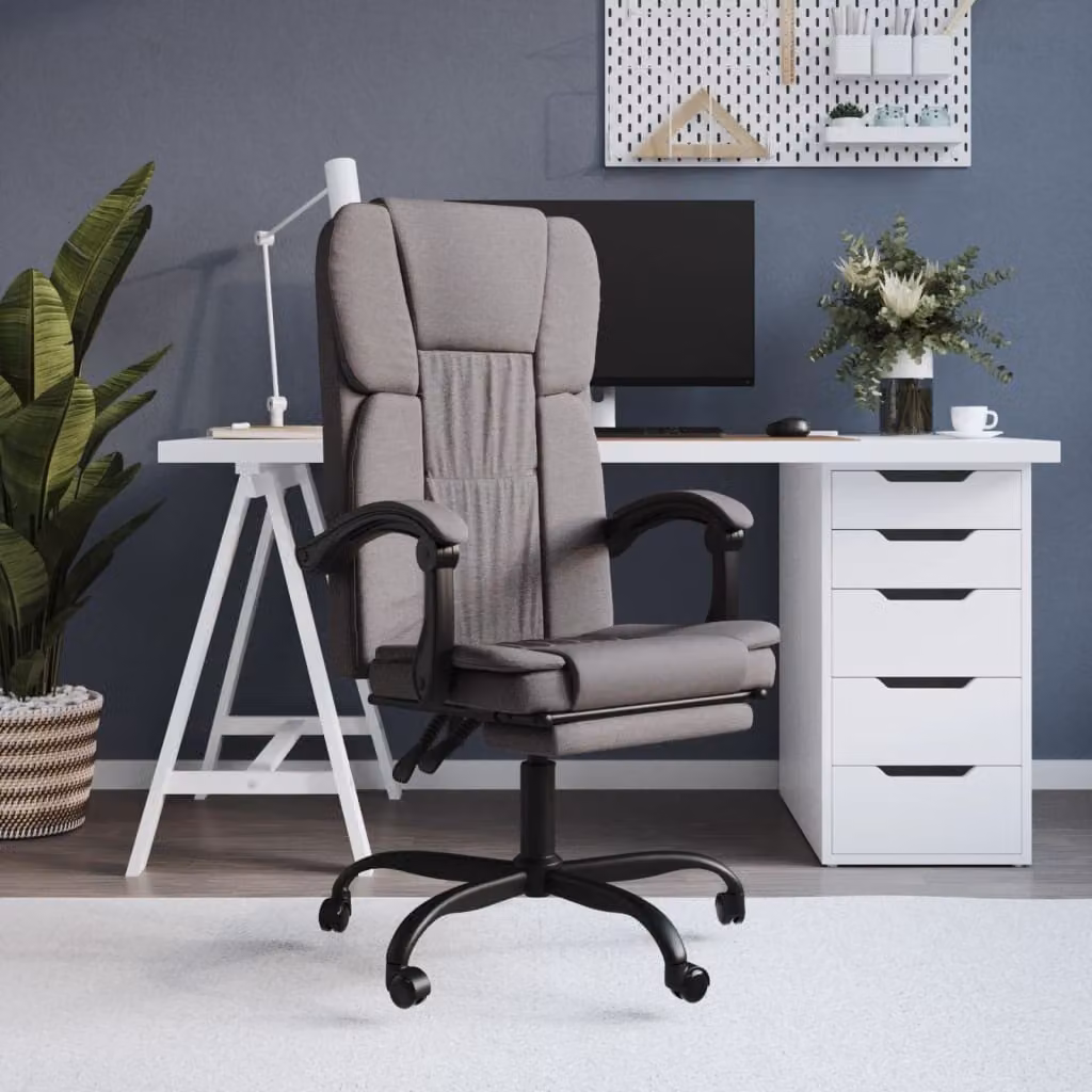 vidaXL Sedia da ufficio con funzione reclinabile in tessuto taupe - Sedia da ufficio con funzione reclinabile - Sedie da ufficio con funzione reclinabile - Sedia da ufficio con funzione relax - Sedia da tavolo