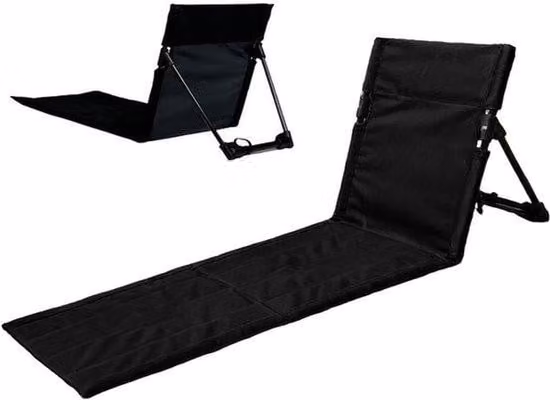 Set da spiaggia pieghevole con schienale regolabile, sedia da campeggio confortevole per attività all'aperto, colore nero