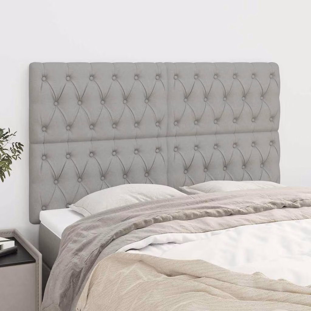 Testiera per letto imbottita vidaXL in tessuto grigio chiaro, L/P/H: 160 x 7 x 118/128 cm