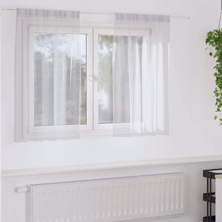 Set di 2 tendine velate vidaXL in poliestere, colore grigio e bianco, L 140 cm x H 140 cm