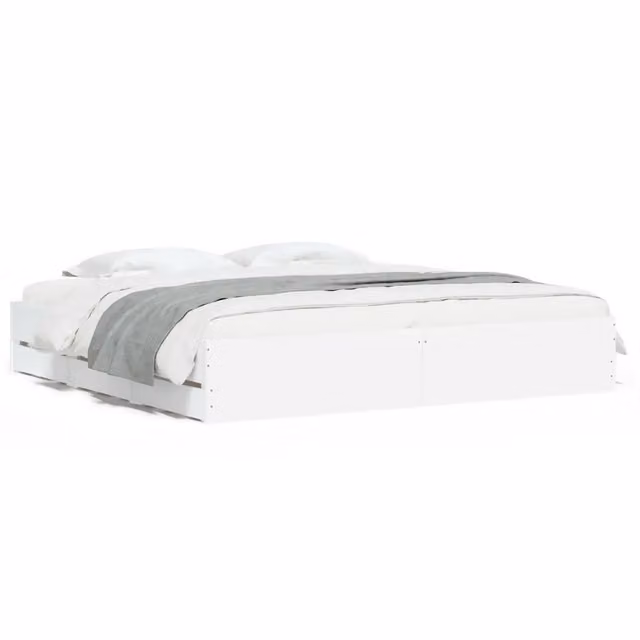 Letto matrimoniale | Letto per adulti | Giroletto con Cassetti Bianco 180x200 cm in Legno Multistrato