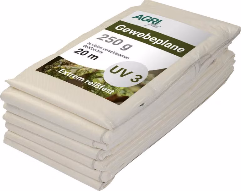AGRIplus 17234060 Telo in tessuto AGRIplus con occhielli, 4 x 6 m, bianco, 250 g/m²