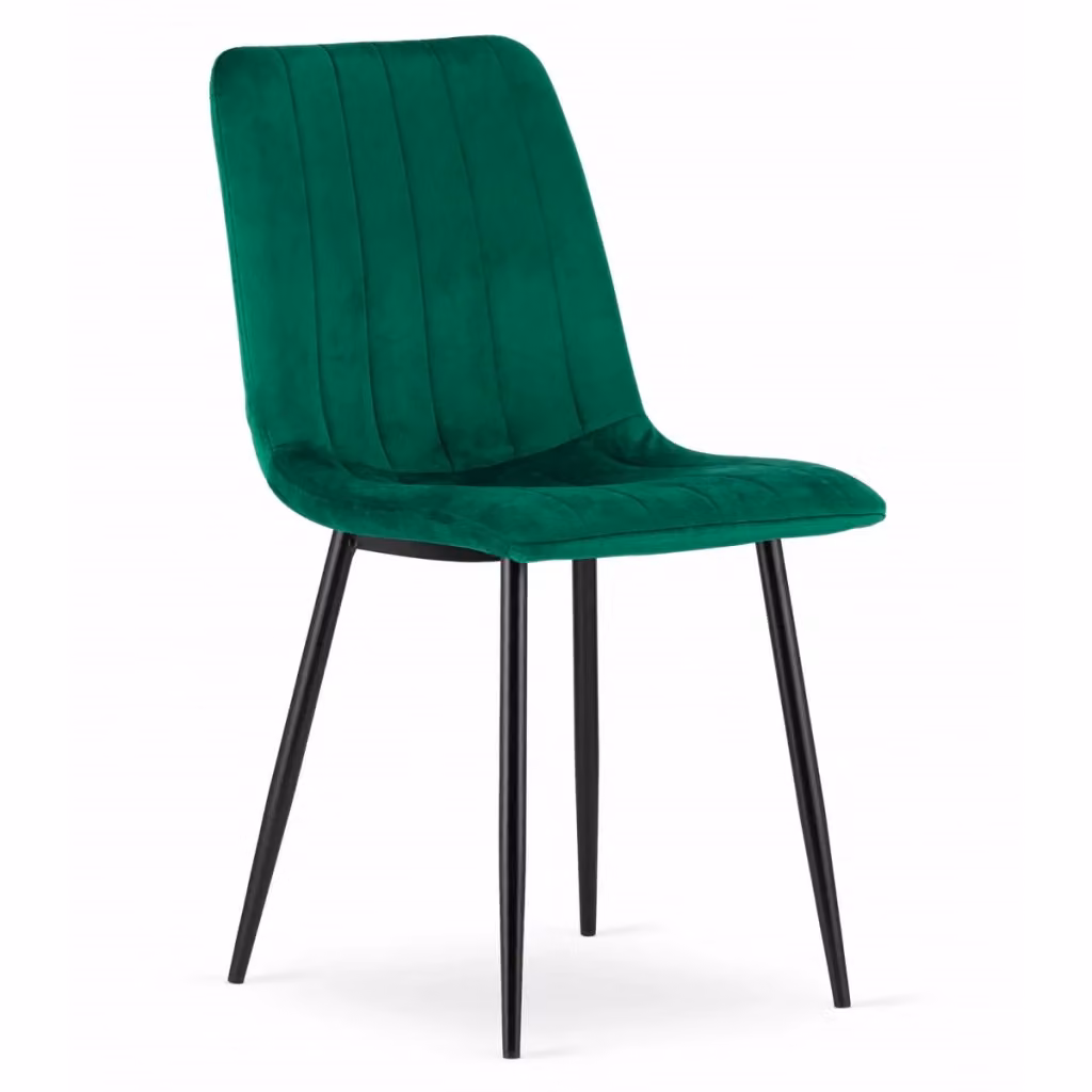 Set di 3 sedie moderne Lava di KENDRA HOME in velluto verde con gambe in metallo nero – 2