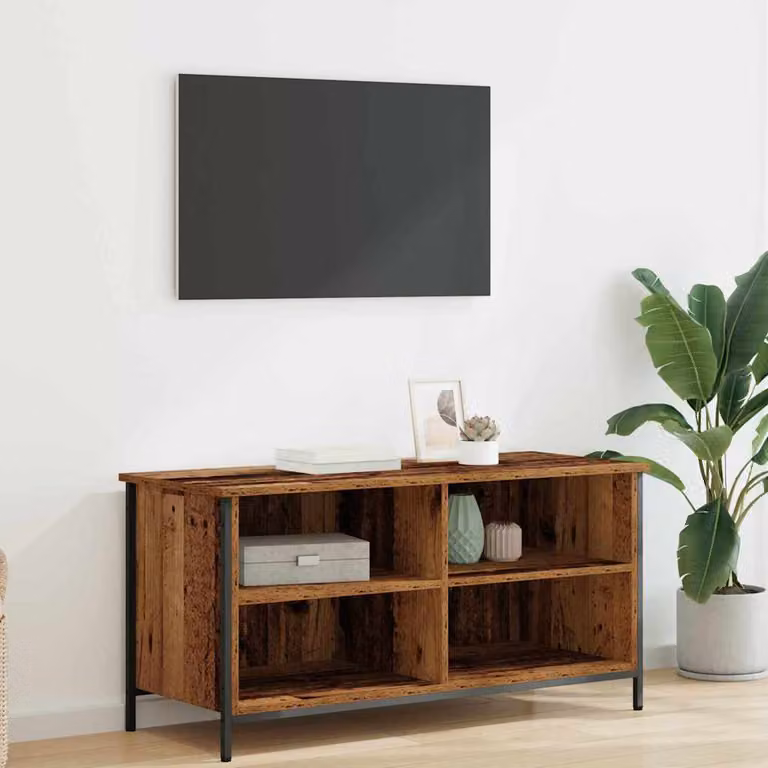 Mobile TV vidaXL in legno e metallo marrone, L 100 x P 40 x H 50 cm