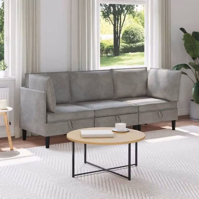 Set di mobili per il soggiorno 3 pz Grigio Chiaro Velluto 3413728