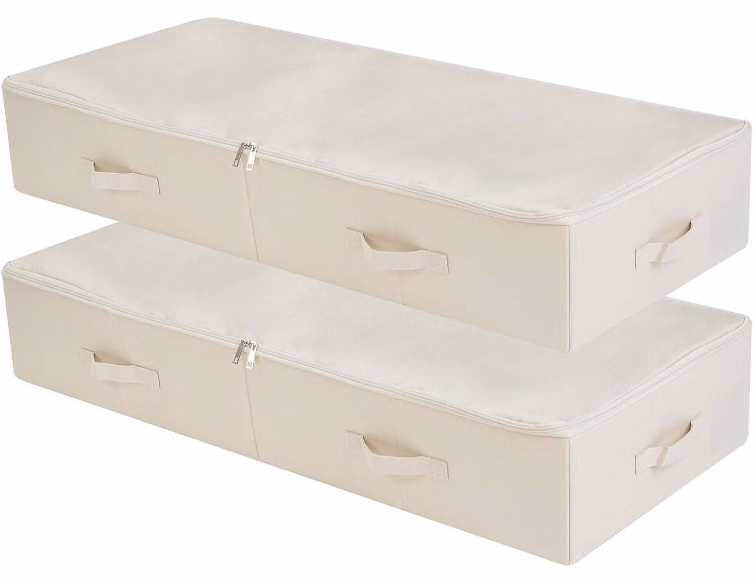 Contenitore portaoggetti da mettere sotto il letto, confezione da 2, dimensioni 100 cm, pieghevole, lavabile, colore beige, con 6 maniglie