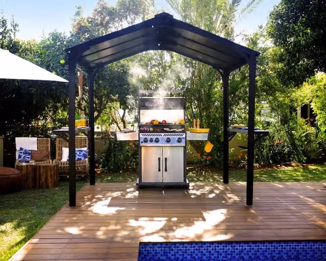 Canopia Austin Gazebo per Barbecue in Alluminio L: 240 cm, P: 180 cm, H: 230 cm