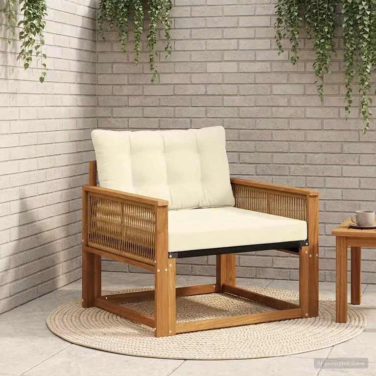 Set da giardino moderno vidaXL in legno di acacia massello e textilene, colore marrone e beige